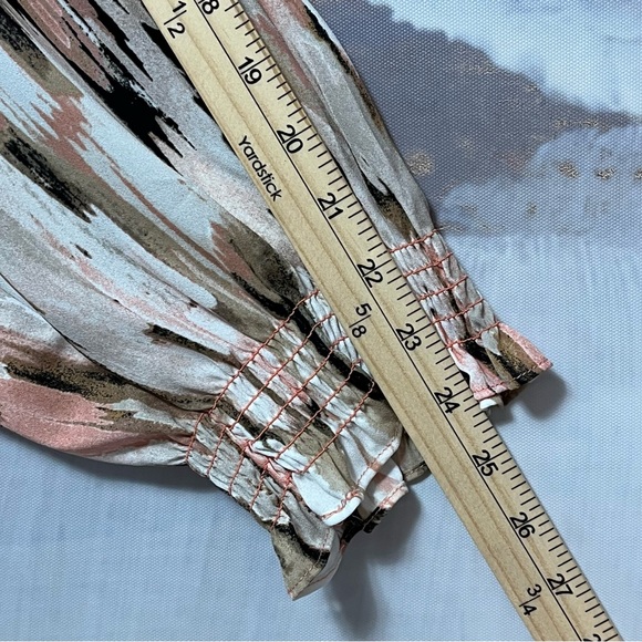 BELLE by KIM GRAVEL Tie-Dye Watercolor 4X Tunic Flowy Blouse Smocked Cuff Sleeve - Picture 14 of 14